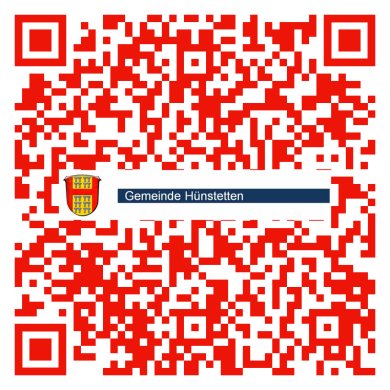 roter QR-Code mit Hünstetten-Wappen